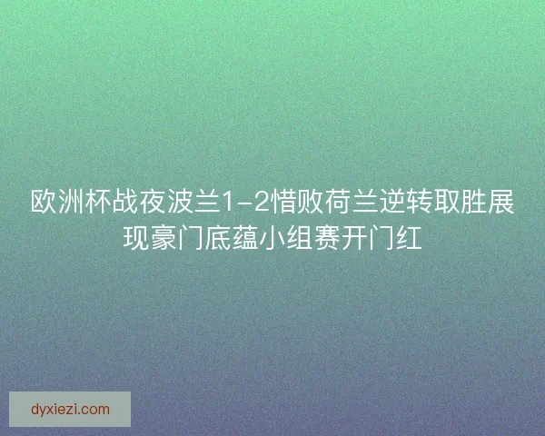 欧洲杯战夜波兰1-2惜败荷兰逆转取胜展现豪门底蕴小组赛开门红