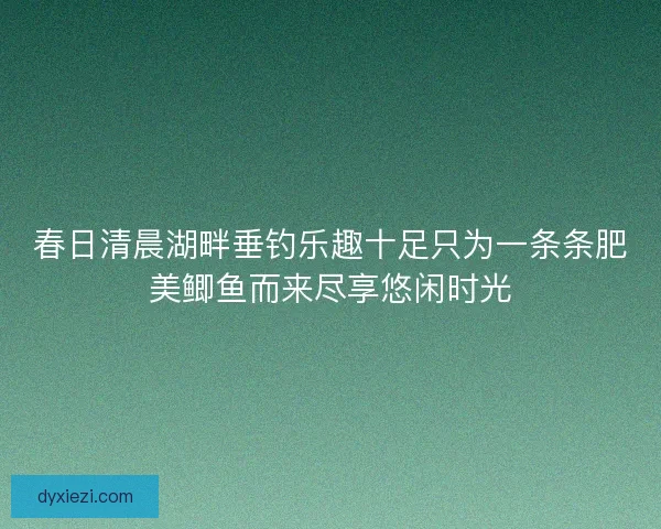 春日清晨湖畔垂钓乐趣十足只为一条条肥美鲫鱼而来尽享悠闲时光